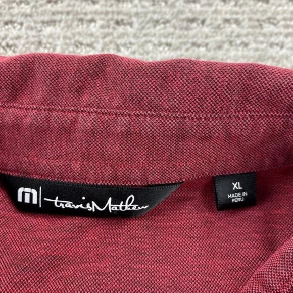 Travis Mathew Golf Shirt Men Extra Large XL Red Gray Stang & Company Poly Cotton - Picture 3 of 9